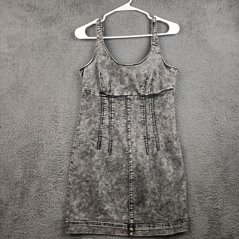 No Boundaries Mini Dress Women S Black Acid Wash Stretch Sweetheart Bodycon Sexy